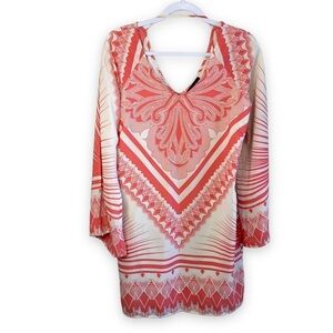 fab'rik - Coral/Cream Slip Dress - Size Medium